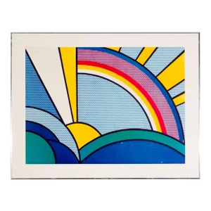 Modern Painting of Sun Rays' Screen Print After Roy Lichtenstein 1972, Framed