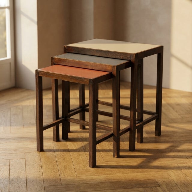 20th Century Art Deco Nesting Tables, Czechoslovakia, 1940, Set of 3 For Sale - Image 6 of 6
