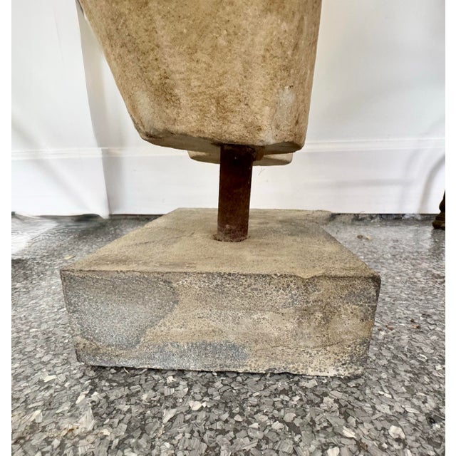 1970s Monumental 25” Cycladic Style Carved Stone Torso Sculpture on Brutalist Concrete Base For Sale In Chicago - Image 6 of 8