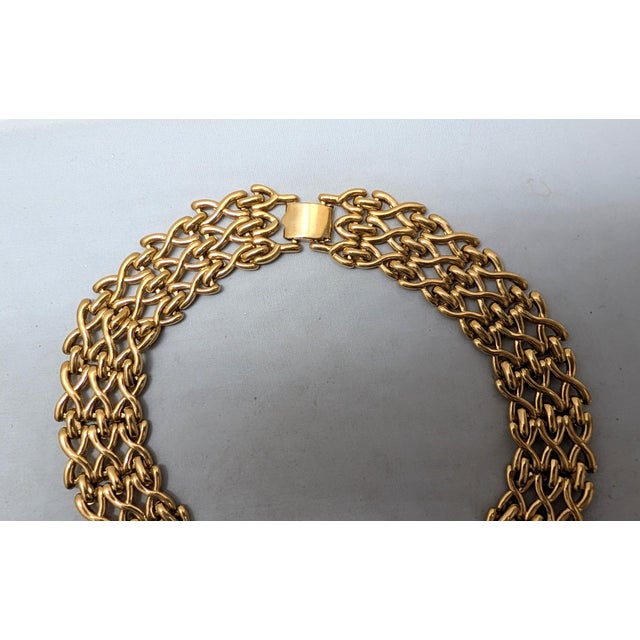 Vintage 1989 Signed Napier Ad & Book Piece Goldtone Link Wide Collar Necklace For Sale - Image 9 of 9