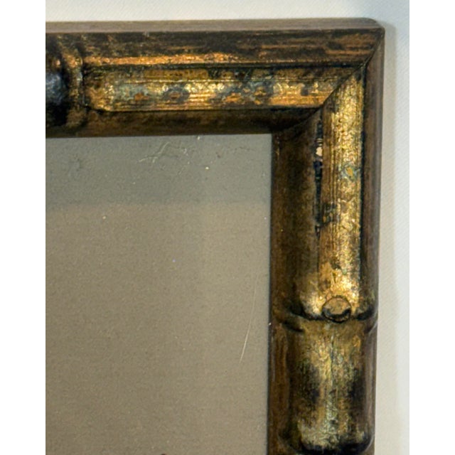 Vintage Gilt Faux Bamboo Framed French Indochina Landscape Print - British Colonial Style For Sale - Image 11 of 12