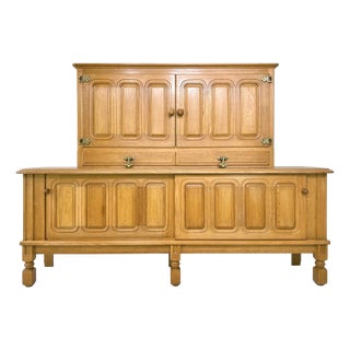 Vintage Sidebaord in Oak by Guillerme and Chambron, 1950s For Sale