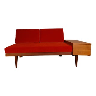 Mid-Century Norwegian Daybed Sofa Svanette Model in Teakwood & Red Fabric by Ingmar Relling for Ekornes, 1960s For Sale