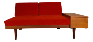 Mid-Century Norwegian Daybed Sofa Svanette Model in Teakwood & Red Fabric by Ingmar Relling for Ekornes, 1960s