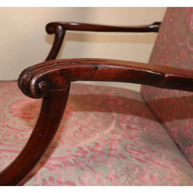 Circa 1830 George III Fortuny Upholstered Gainsborough Mahogany Armchair For Sale In Chicago - Image 6 of 13
