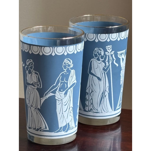 Mid-20th Century Wedgewood Blue Grecian Tumblers — Set of 4 For Sale In Baltimore - Image 6 of 11