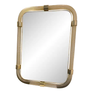 Rectangular "Torciglione" Wall Mirror Murano Glass in Barovier Style
