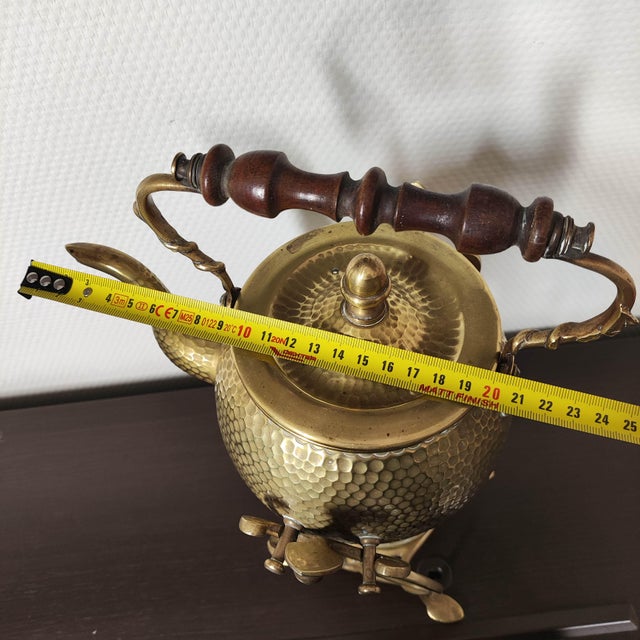 Brass Antique E. D. Paris French Art Nouveau Brass Spirit Kettle on Stand For Sale - Image 8 of 13