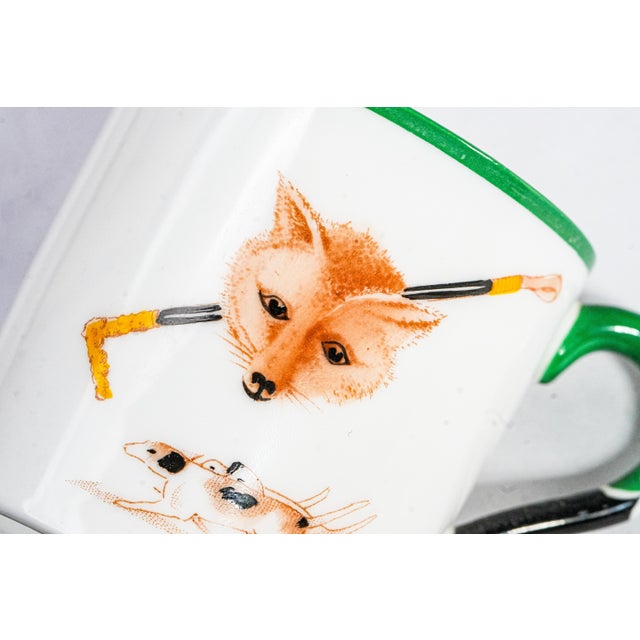 1930s Paragon Porcelain Hand Painted Fox Dogs Hunting Country Life Antique Demitasse Cup and Saucer For Sale - Image 4 of 16