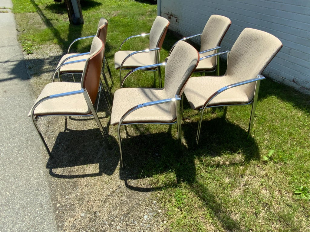 Late 20th Century Harter a Jami Company Set of Six Wood and Chrome