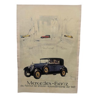 Art Deco Mercedes Benz Automobile Advertising Poster, 1930s For Sale
