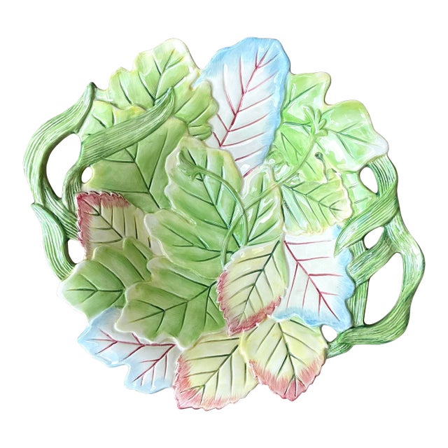 Vintage Fitz and Floyd Glazed Ceramic Leaf Bowl For Sale