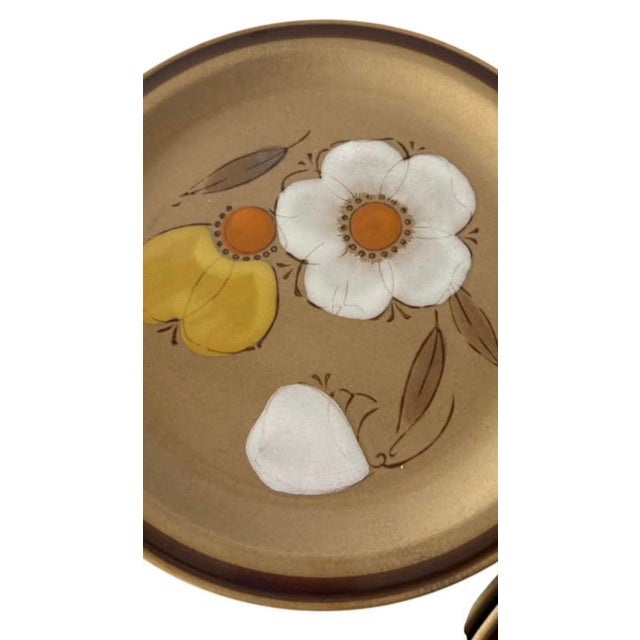 Tan Vintage Hearthside Dogwood Dinner Plates Stoneware Japan Hand Painted - Set of 6 For Sale - Image 8 of 12