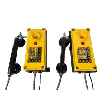 Industry Wall Mount Telephones in Bright Yellow from Tesla, 2004, Set of 2 For Sale