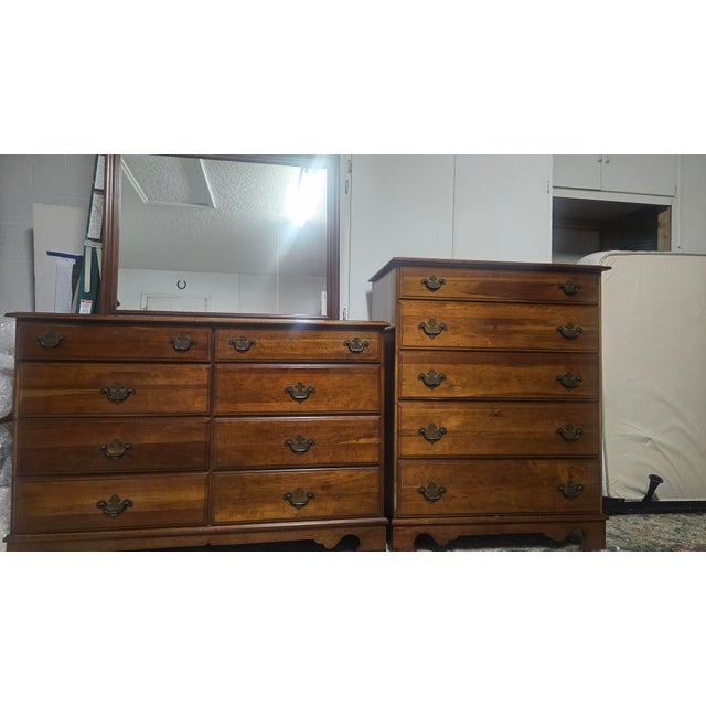 Kruse Vintage Dresser/Mirror & Chest (Kincaid) Solid Wood Bedroom Furniture (1962) For Sale - Image 4 of 5