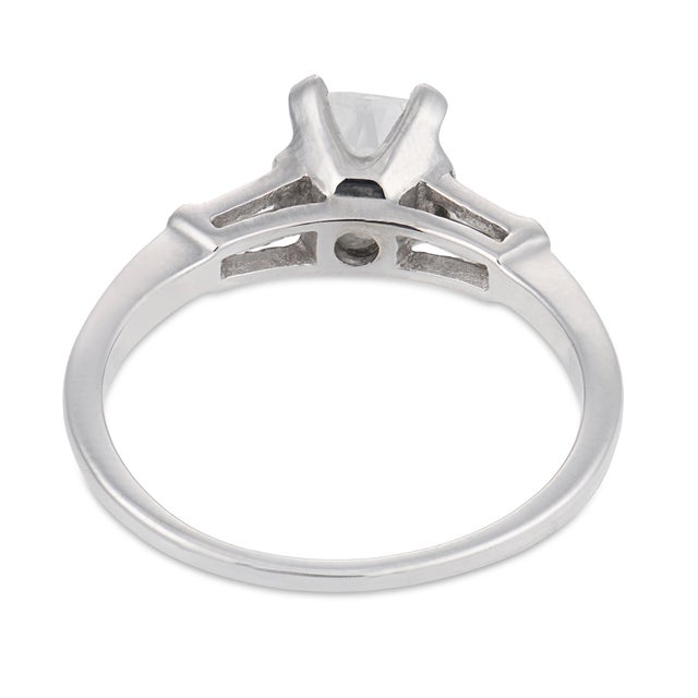 1950s Mid Century Gia 1.00 Carat Old Mine Cut Diamond 14k White Gold Engagement Ring, Size 7 For Sale - Image 5 of 7