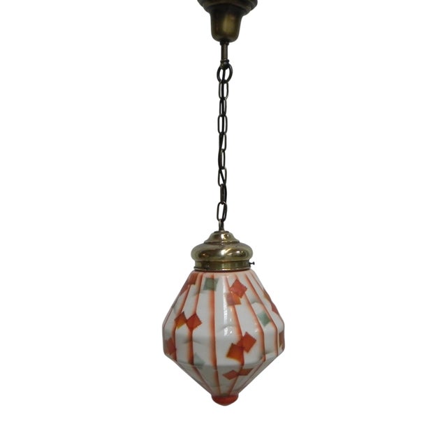 Art Deco Glass Pendant Lamp, 1930s For Sale