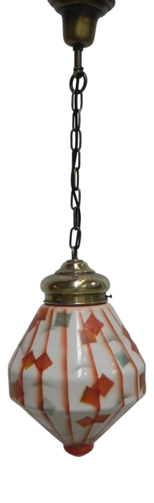 Art Deco Glass Pendant Lamp, 1930s