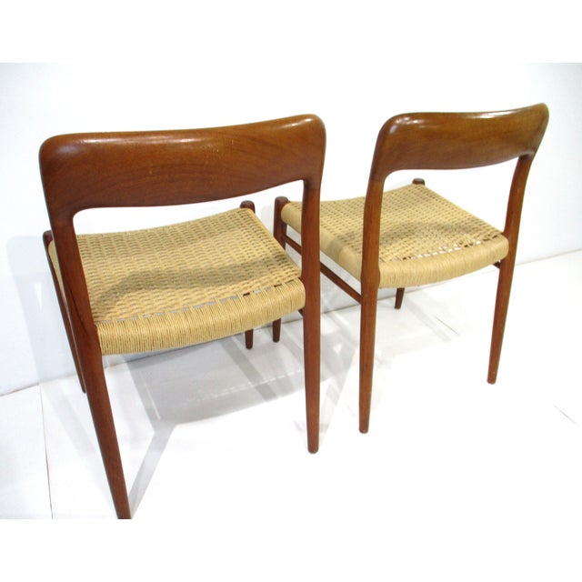 Wood Niels Moller #75 Teak and Woven Side Chairs for j.l. Moller Denmark (A) For Sale - Image 7 of 15
