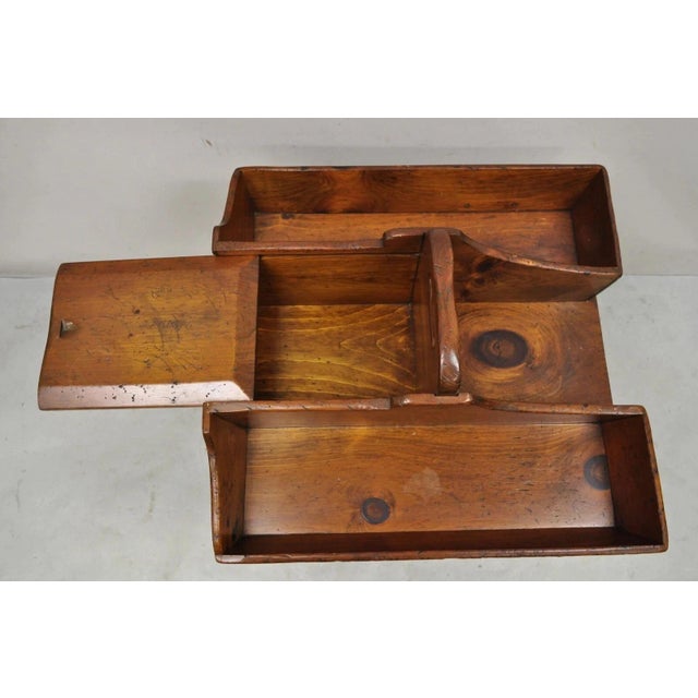 Wood Vintage Pine Wood Primitive French Country Cobblers Work Stand Side Table For Sale - Image 7 of 12