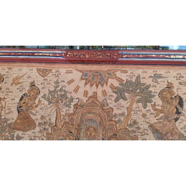 Late 19th Century Antique Balinese Kamasan Hand Painted and Woven Tapestry For Sale - Image 5 of 18