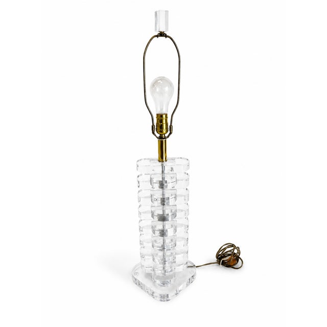 1970s Multi Stacked Lucite Table Lamp For Sale In Miami - Image 6 of 9