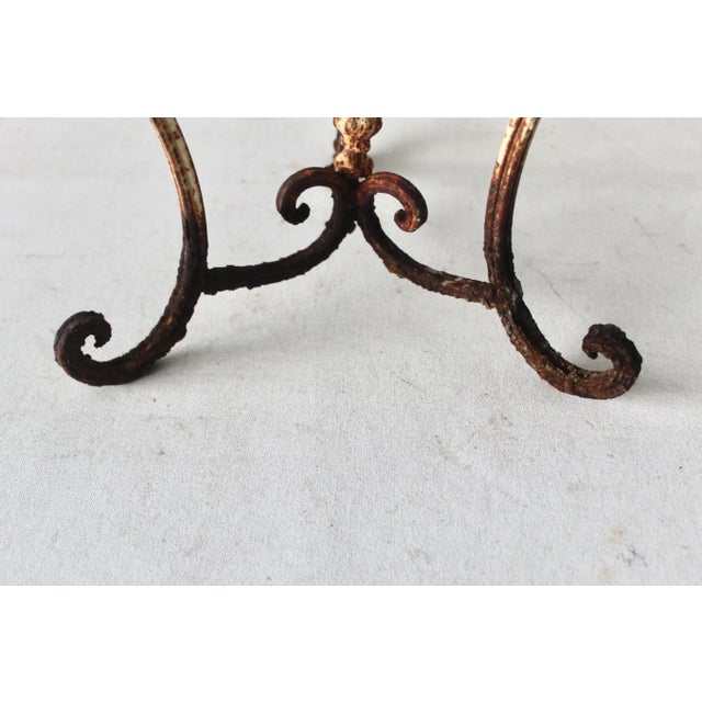 Vintage Cast Iron Rustic Basket Style Plant Stand Patina Mid-Century For Sale - Image 4 of 10
