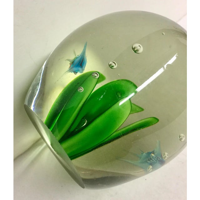 Vintage Blue Sunfish Glass Paperweight For Sale - Image 9 of 9