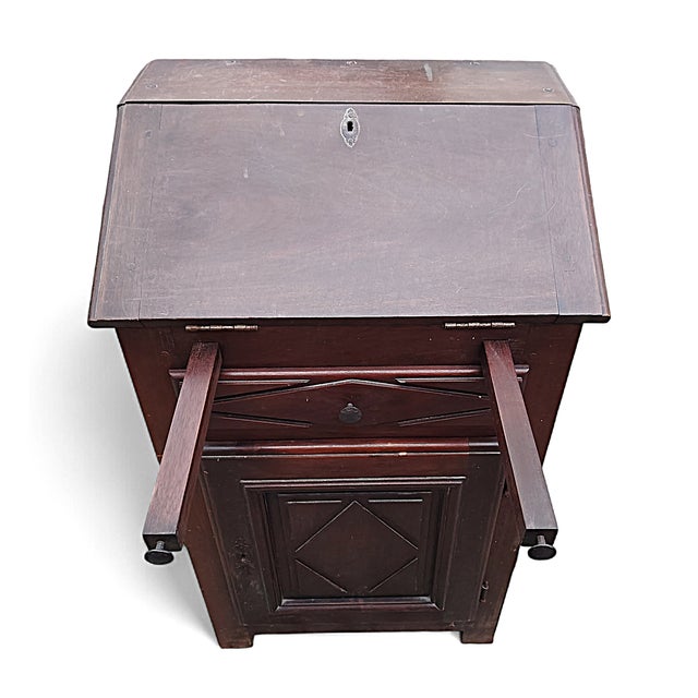 Louis XIII Style Secretaire in Oak and Walnut, 1890s For Sale - Image 4 of 10