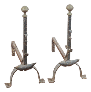 Cast Iron Fireplace Andirons, Set of 2