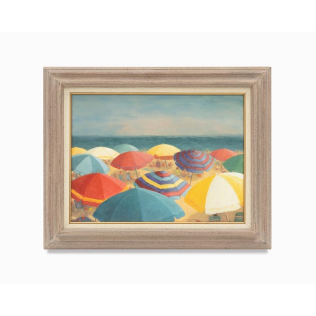 Here is an impressionistic coastal painting by Helen Carmichael (1936-2024). It features a charming array of colorful...
