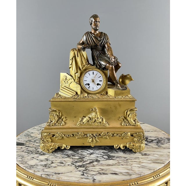 Early 19th Century Empire Clock in Gilt and Patinated Bronze For Sale - Image 11 of 11