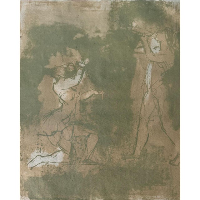 Heinrich luckner von 1891-1970 two figures kneeling nude expressionism. Two figures, year unknown. Litho, approx. 51 x...