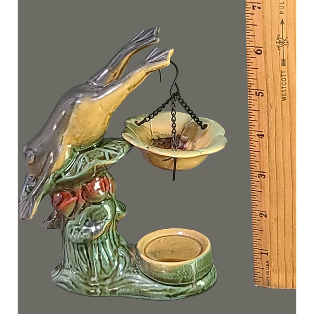 Contemporary Majolica Ceramic Frog Incense Scented Oil Burner For Sale - Image 3 of 8