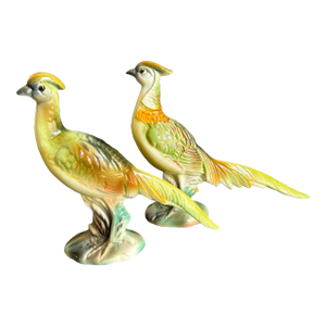 Vintage Stewart McCulloch Pheasant Statues California Pottery a Pair