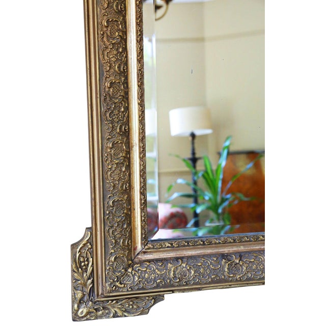 Glass Large Antique Gilt Overmantle Wall Mirror, 1890s For Sale - Image 7 of 11