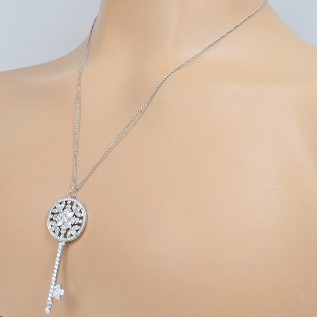 2010s Tiffany & Co Platinum Large Victoria Vine Key Pendant Necklace For Sale - Image 5 of 14