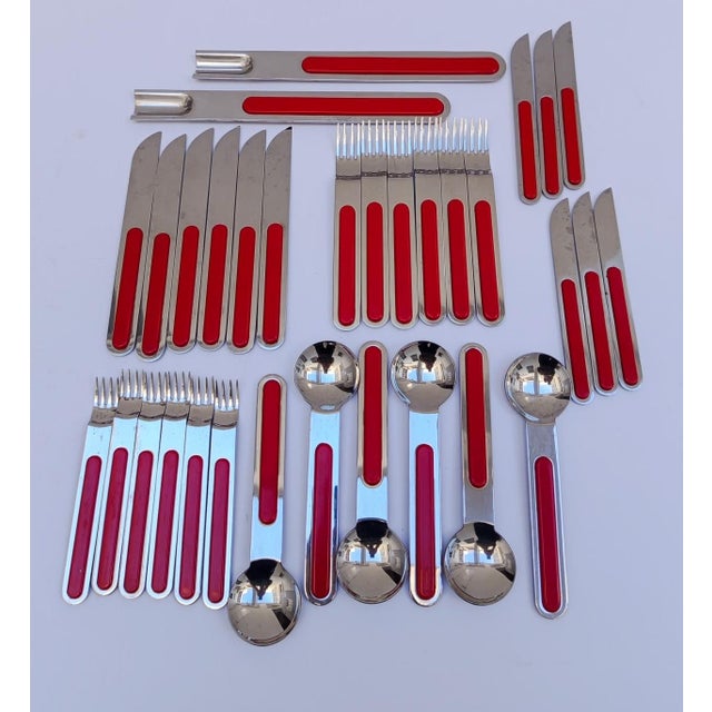 Vintage Cutlery Set by Sergio Asti Lauffer Boca for ICM, 1970s, Set of 32 For Sale - Image 6 of 6