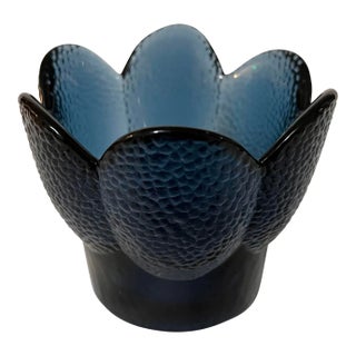 Mid-Century Modern Cobalt Art Glass Petal Dish For Sale