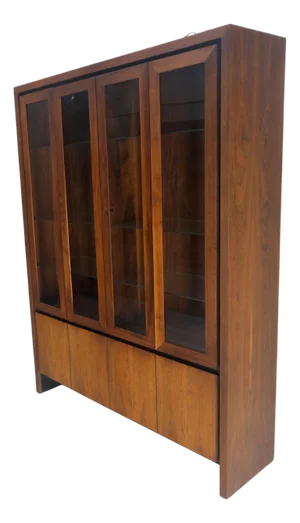 Mid Century Modern 4 Doors Walnut Lighted Hatch Milo Baughman atr. Drawers
