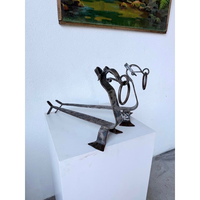 Metal Zoomorphic Metal Dog Andirons, 1950s, Set of 2 For Sale - Image 7 of 18