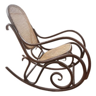 Mid 20th Century Thonet Bentwood and Cane Rocking Chair Model #4 For Sale