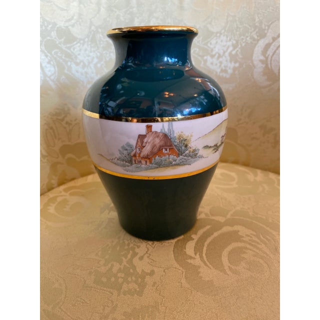 Nice Hunter Green Vase with a Hunting Scene made in Ireland by the Artzlow Co .