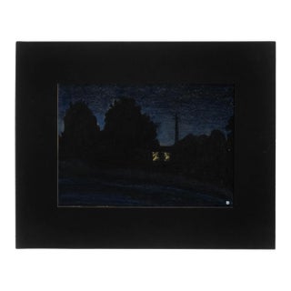 Signed 1980's Original Pastel Drawing on Paper of Nightime Scene by John Davies For Sale