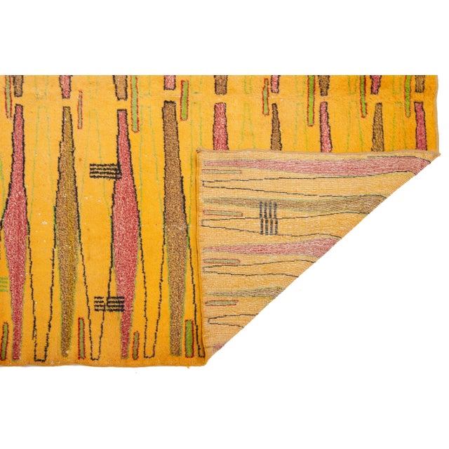 Turkish Handmade Turkish Vintage Wool Rug in Goldenrod With Geometric Design For Sale - Image 3 of 10