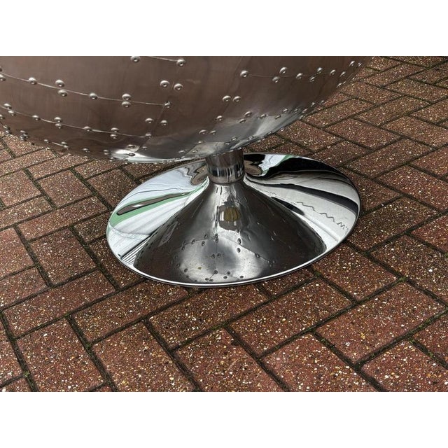 Swivel Egg Chair with Tan Leather Upholstery from Aviation For Sale - Image 4 of 9