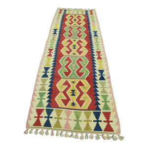 1970s Turkish Traditional Hand Knotted Red Oushak Kilim Rug Runner