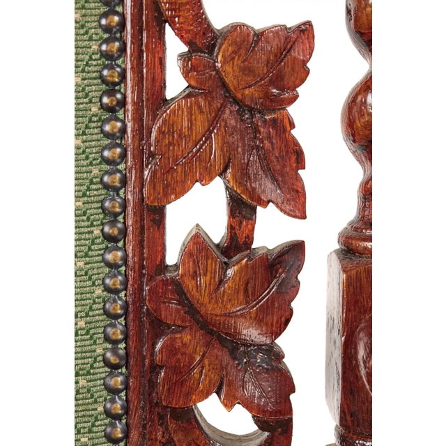 Large Victorian Carved Oak Throne Armchair For Sale - Image 4 of 11