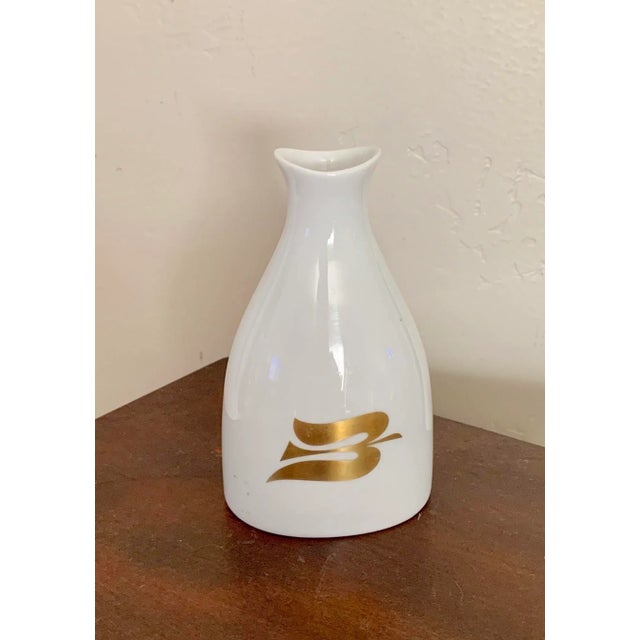 Vintage Porsgrund Norway Modern Oval Gilt Porcelain Vase For Sale - Image 4 of 4