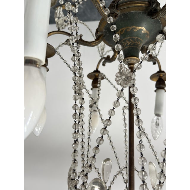 Louis XVI Glass Chandelier with Pearl Garland and Painted Sheet Metal For Sale - Image 13 of 18